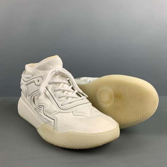 STELLA McCARTNEY White Black Contrast Trim Rubber Wedge Sneakers - Picture 5 of 8